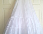 Lovely Vintage  Wedding Dress Slip  -- White Petticoat  -Add Fullness to Dress Hem / Under Skirt for Wedding Dress  NO Hoop 3  layersl