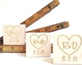 Custom Stamp. 2x2.  Romantic Heart with Initials. DIY Wedding Invites. Rustic Wedding Decor. by Apropos