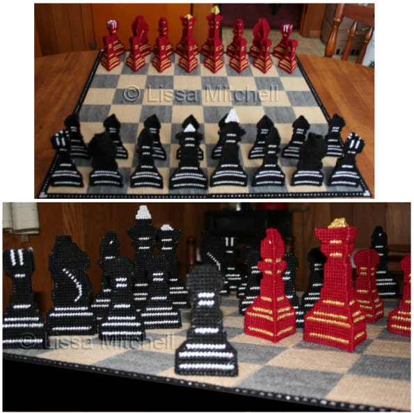 PDF FORMAT Chess game in Plastic Canvas by Lissa Mitchell