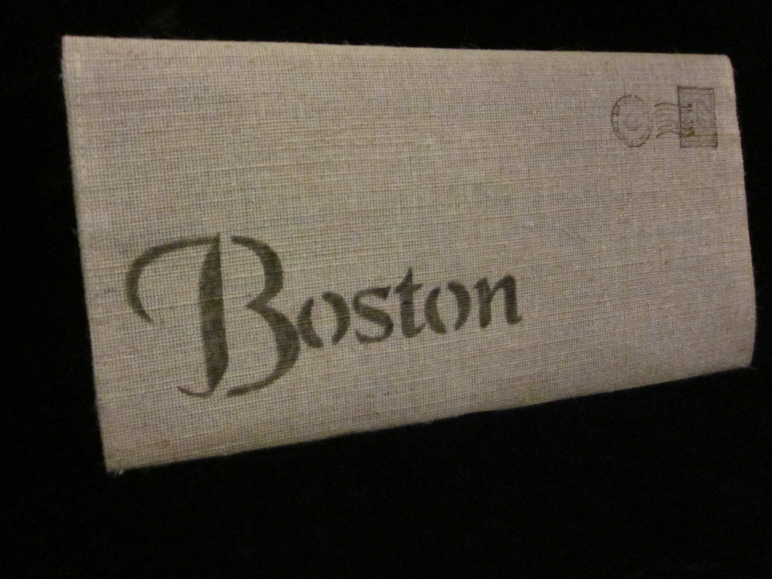 Hand Stenciled Boston Cotton Canvas Envelope Clutch Bag   City Bag Purse