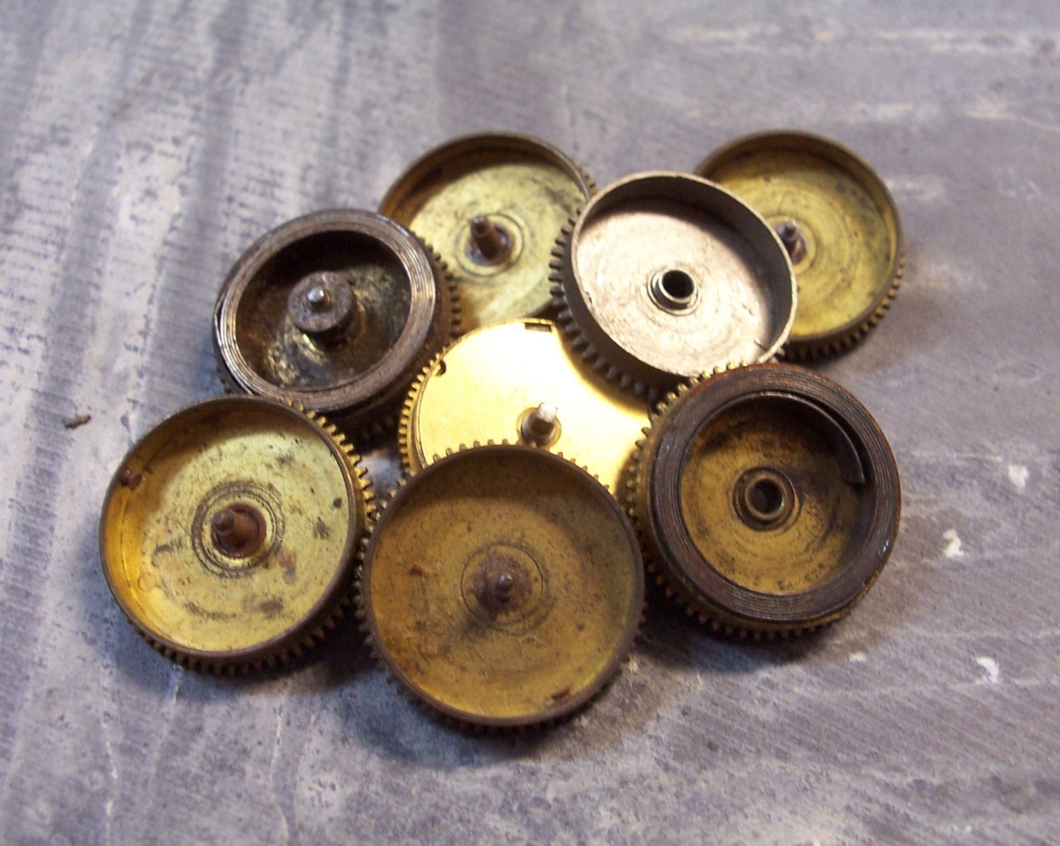 VINTAGE Watch Parts STEAMPUNK Eight (8) Pocket Watch Gears Antique Parts Antique Vintage Watch Shop Supplies Destash (M263)