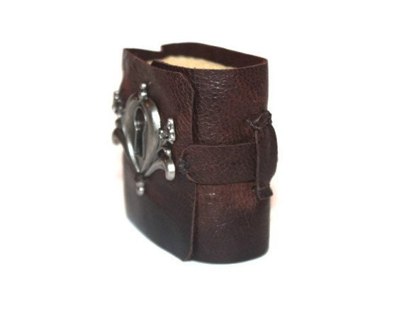 Small Bomber Jacket Leather Journal with Silver Key Hole and Closure