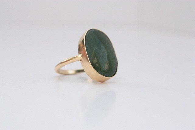 Green Gemstone ring - Gold ring - Bezel ring - Green emerald - size 4 5 6 7 8 9 - Silver - Handmade - PleiadesJewel