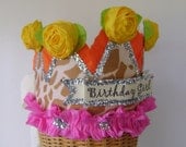 BIRTHDAY CROWN- HAT -- Birthday Girl or customize- animal print- giraffe Il_170x135