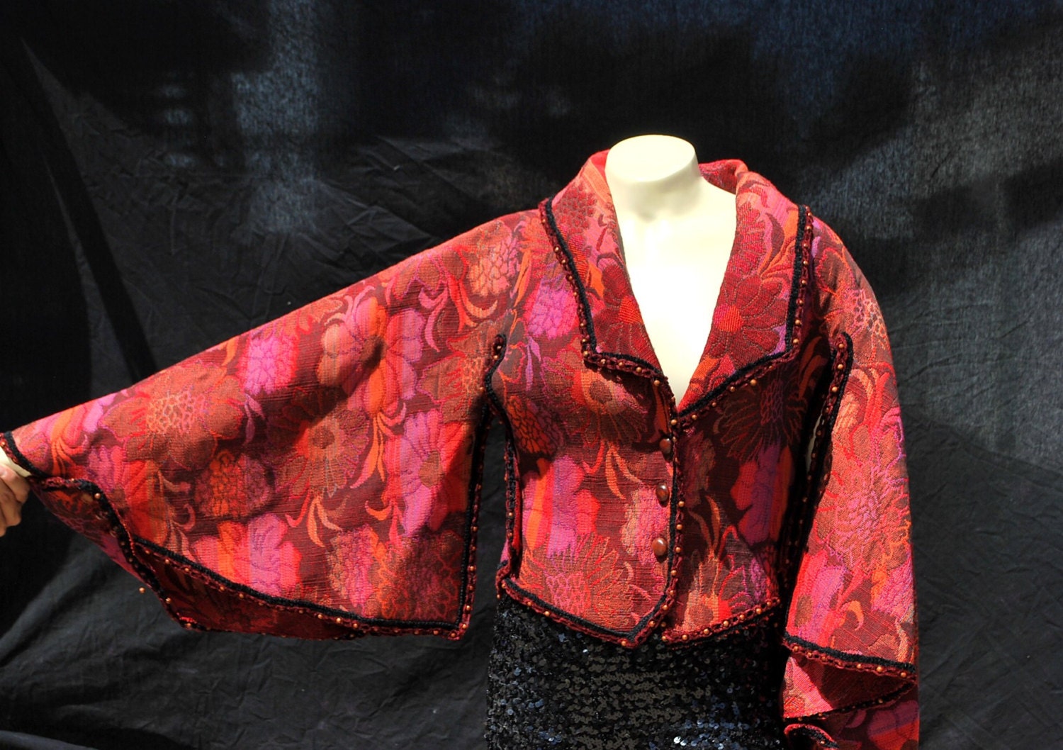 Vintage 70's brocade renaissance steampunk victorian hippie top blouse fantasy costume handmade one of the kind blouse top by thekaliman