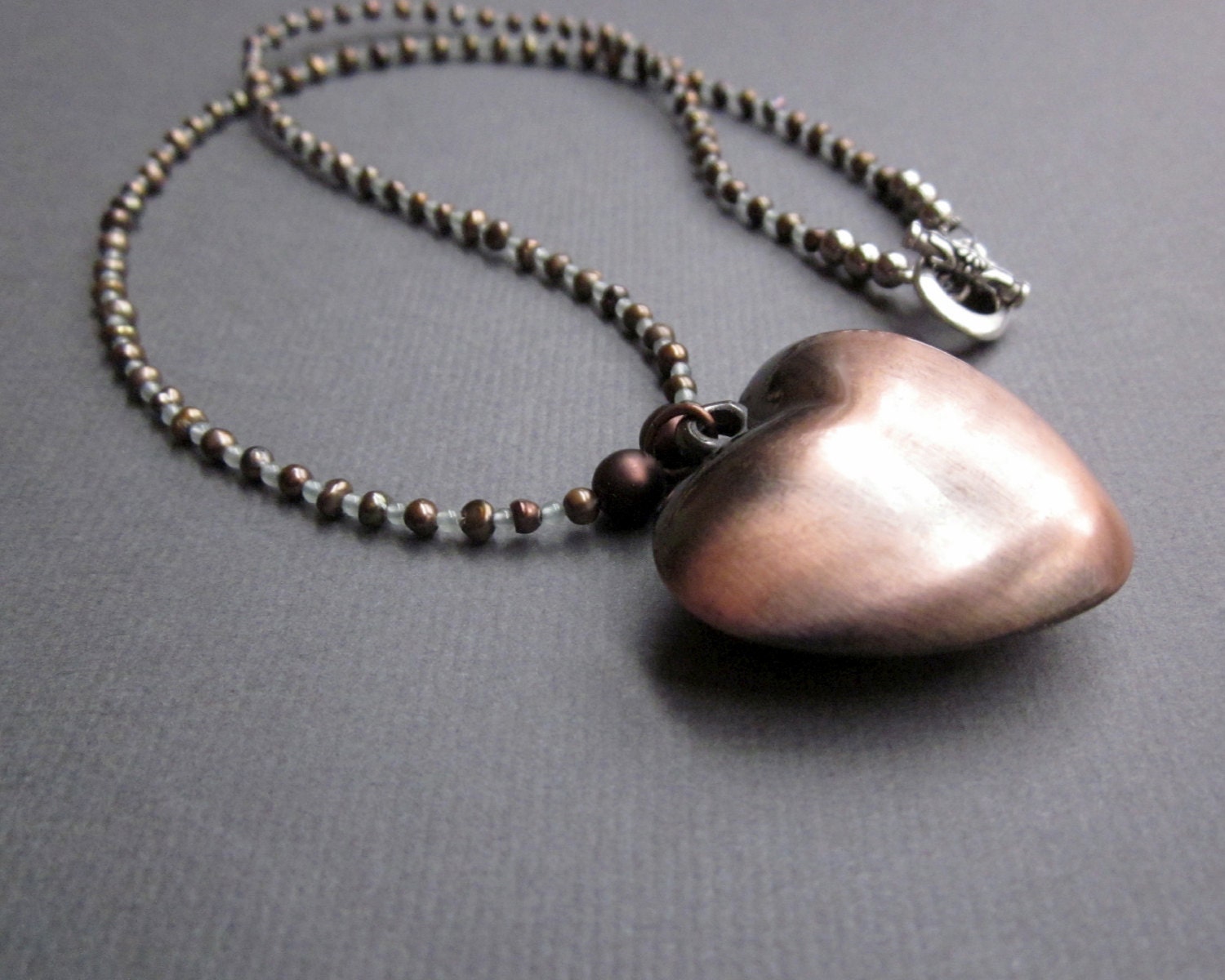 copper heart and freshwater pearls - the paloma necklace