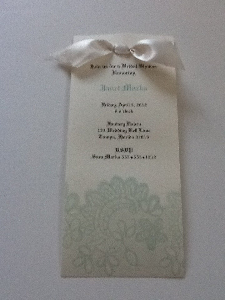Bridal Shower Invitations (greenish blue and cream)