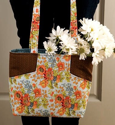 Lazy Girl  Fabric Tote Bag Kit Pattern Margo Purse Handbag Floral Cross Body