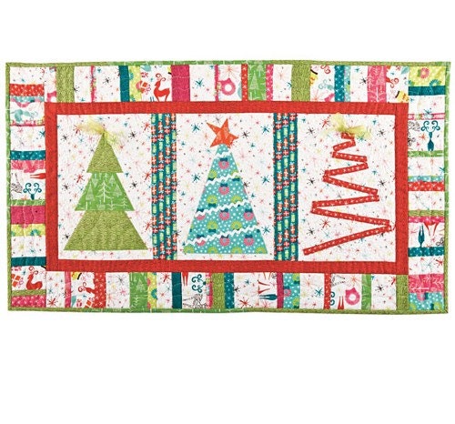 Merry Little Christmas Tree Modern Quilt Kit  Table Runner Wall Quilt