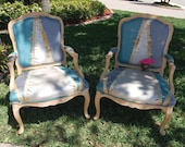 Pair of Vintage Bergere Chairs French Cottage Style at Retro Daisy Girl