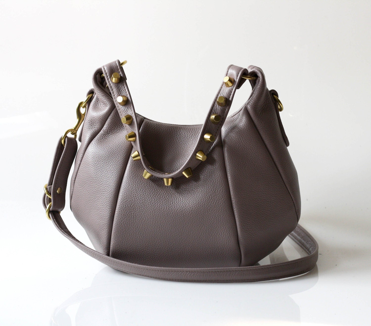 SALE Studded Leather purse - Opelle Studded Baby ballet bag in Lilac pebbled leather NEW ss13