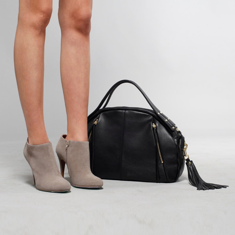 Leather Handbag - OPELLE Baby Botanist Bag - in Pebbled Leather