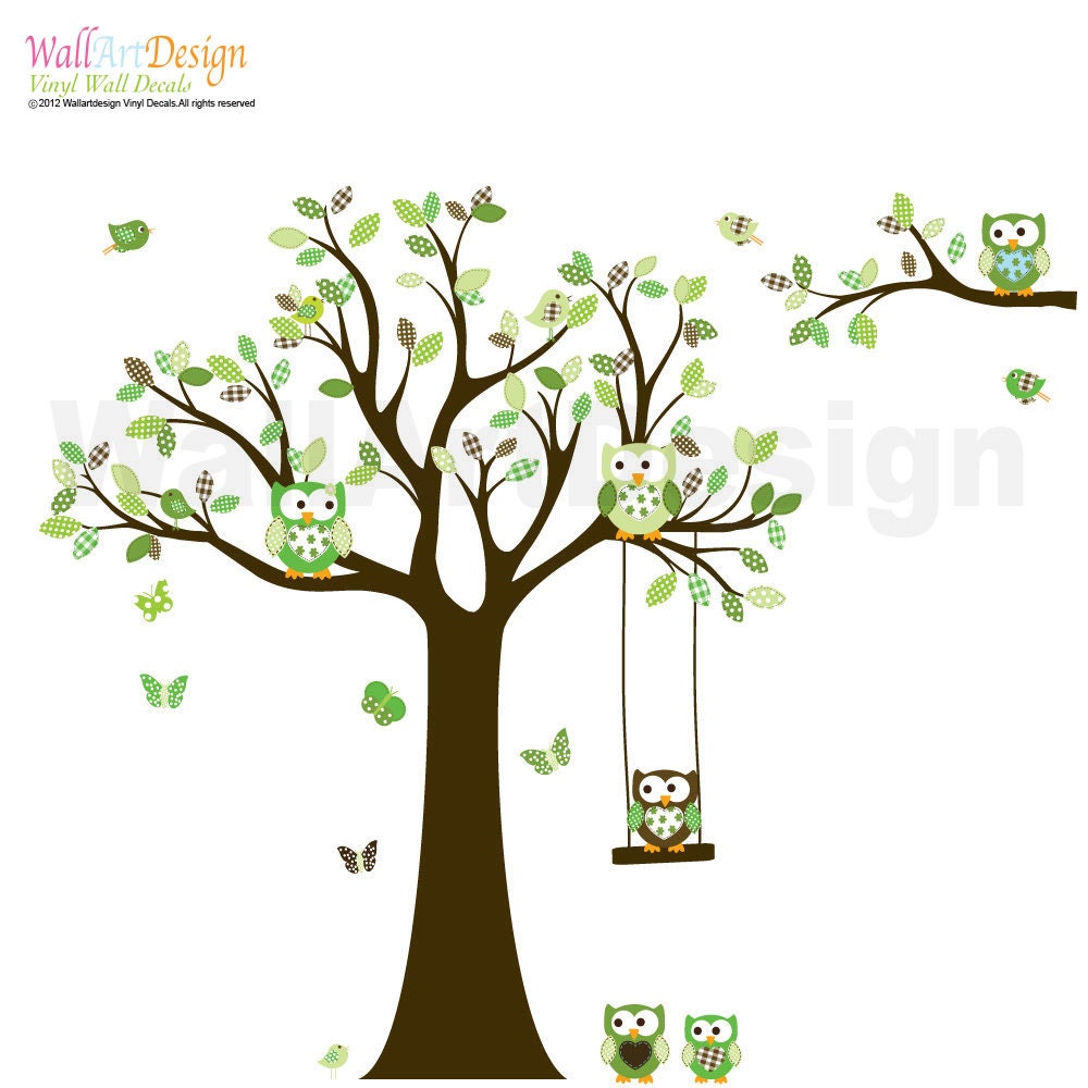 Custom Listing Tree Decal Nursery Wall Stickers Colorful Tree Owl Wall Decal Elephant