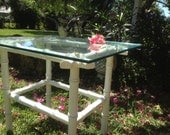 Vintage Faux Bamboo Accent Table End Table  Chinoiserie Chinese Chippendale by Modern Logic