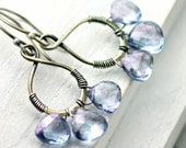 Blue Mystic Quartz Earrings on Oxidized Sterling Silver