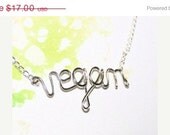 Memorial Day Weekend Sale Vegan Nacklace - Vegan Pride Pendant - Silver Wire Vegan Jewelry