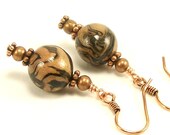 Black and Copper Handmade Polymer Clay Beaded Earrings, Copper Jewelry, Polymer Clay Jewelry, Beaded Jewelry, Handmade Jewelry