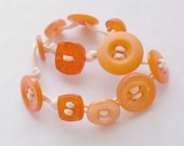 Recycled Button Bracelet Orange Crush