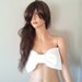 White bow bandeau sunbathing top only