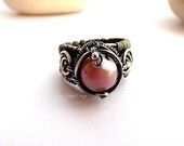 Wire Wrapped Sterling Silver Ring With Powder Pink Mother of Pearl Stone Size 6.25
