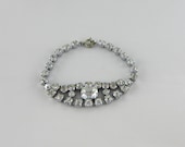 Vintage Rhinestone Bracelet. Emerald and Round Rhinestones. Circa 1950s.