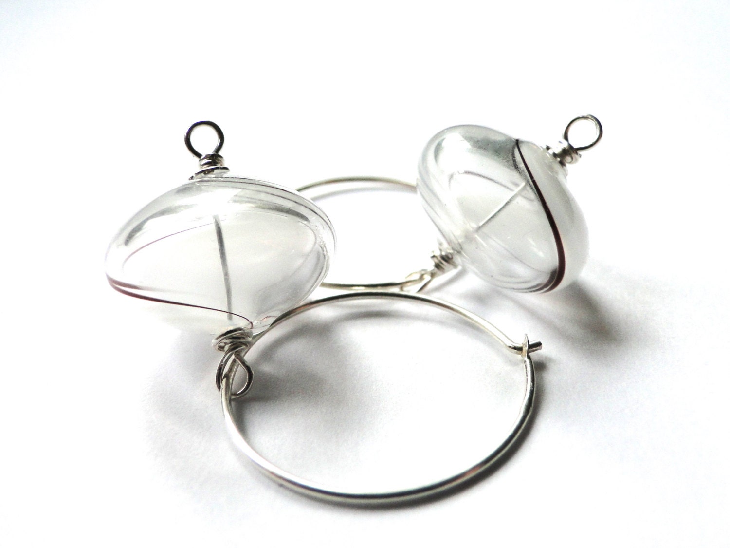 STORE SALE  - Dangle Earrings, Jewelry, Blown Swirled Glass Earrings, Gift for Her, Accessories, Modern Earrings