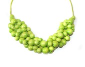 Spring green statement wooden necklace. Colorful chunky beaded bib necklace.