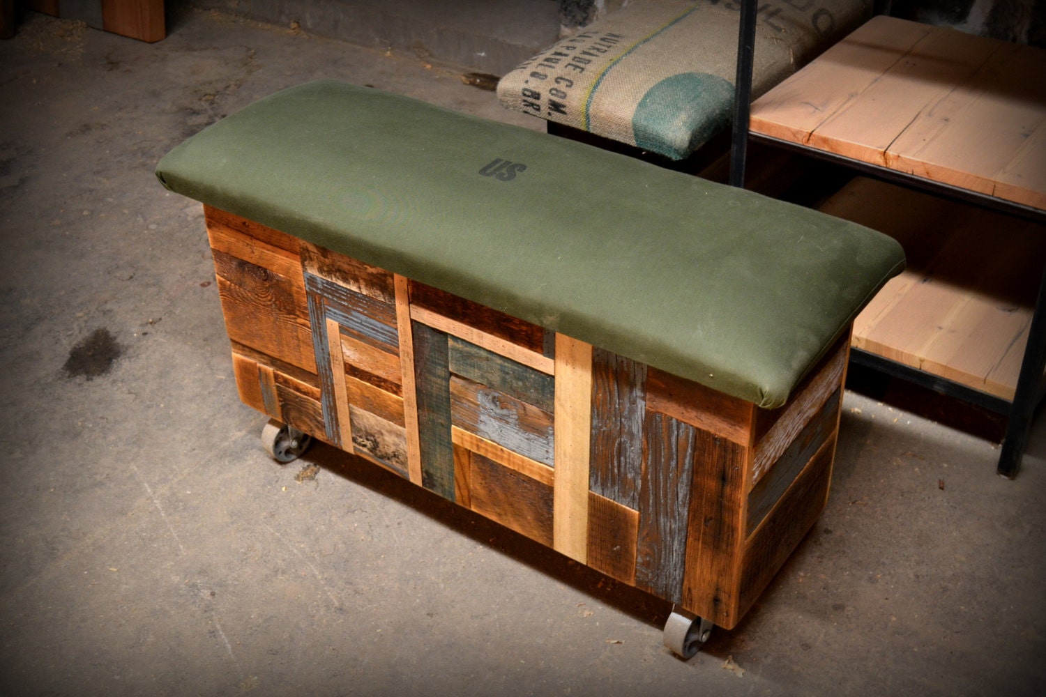 Recycled Army Tent Storage Trunks