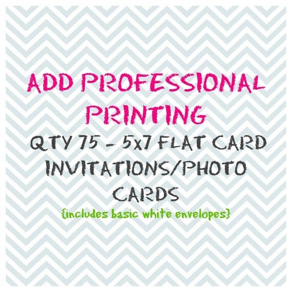 Add Professional Printing - QTY 75 - 5x7 Flat Card Invitations/Photo Cards Il_570xn