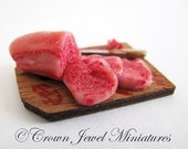 OOAK ARTIST 1:12 Butcher Cutting Board with Fresh Meat by Crown Jewel Miniatures