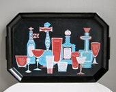 Cocktail Recipes Plastic Serving Tray Turquoise Blue Red and Black Waverly Products 1960s - BarkingSandsVintage Cocktail Recipes Plastic Serving Tray Turquoise Blue Red and Black Waverly Products 1960s - BarkingSandsVintage