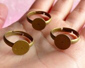 Adjustable Ring Blank with 10mm Pad (10 pcs / Copper Color) F032