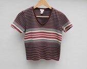90s vintage women's cropped striped J. Crew t-shirt / Medium
