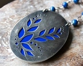 Prudent Man Plume Agate, Lapis, Sterling Silver, Statement Necklace, Pendant Necklace...The Four Elements...