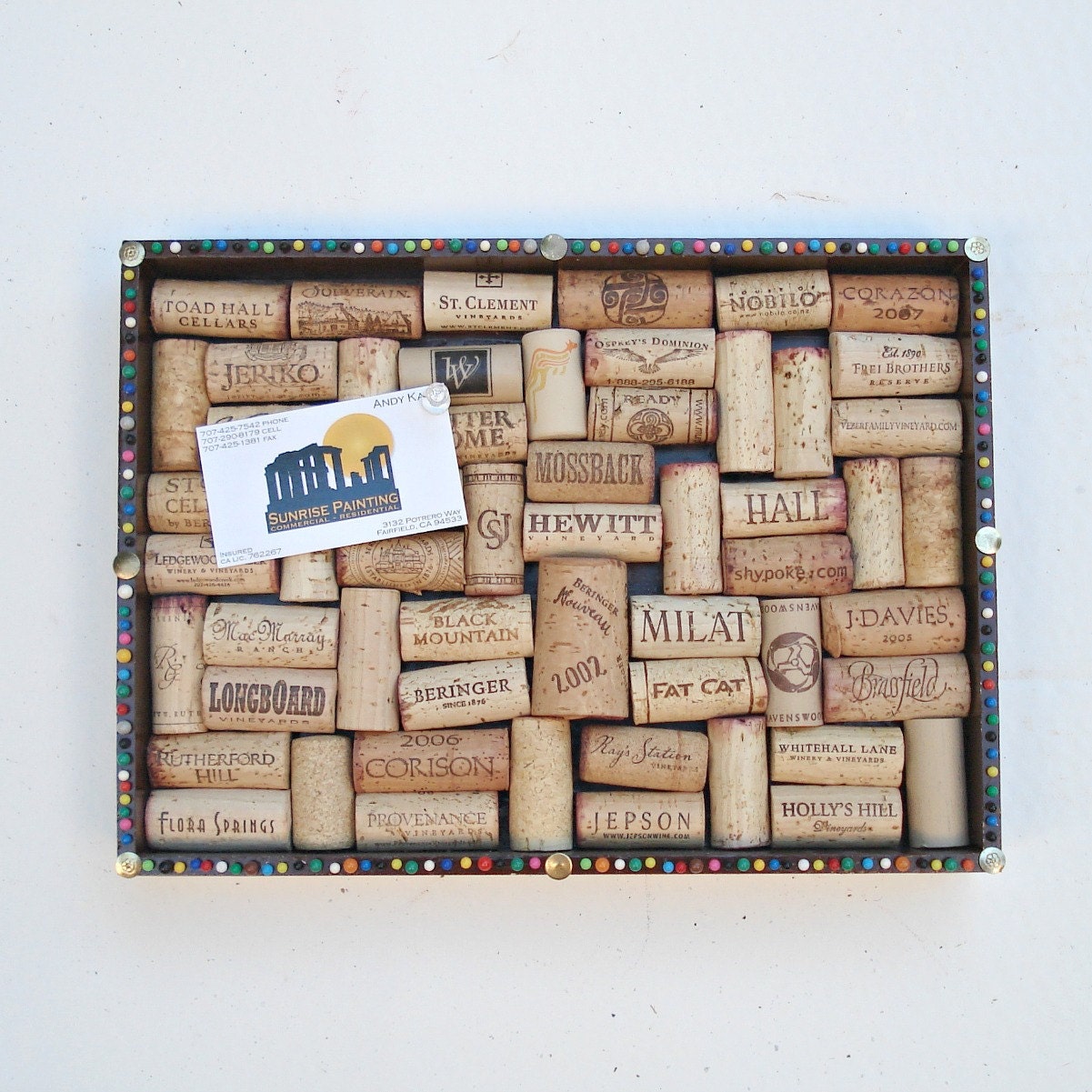 Wine Cork Board with Multicolored Pin Head Border