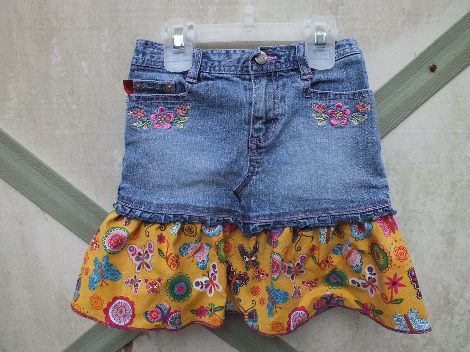 Jean Skirt, size 5 upcycled Ready to Ship Sale