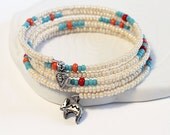 Southwestern Wrap Bracelet - Rabbit Charm, Sunburst Heart