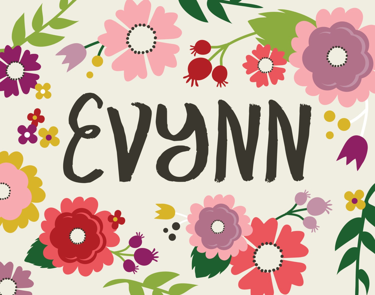 11 X 14 Art print features name and floral art