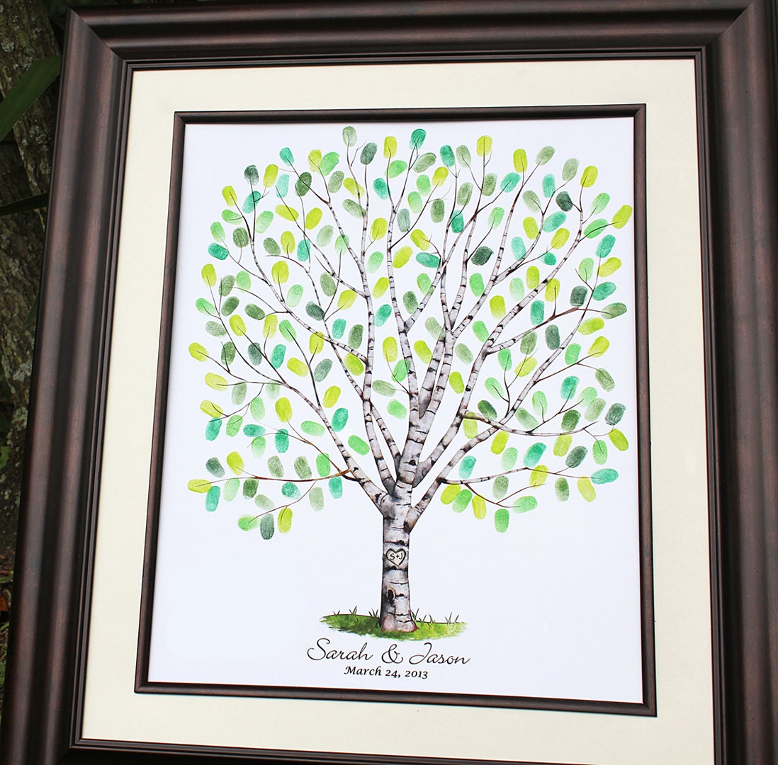 Guest Book Wedding Tree Personalized Wedding Gift Wedding Birch Tree Guest Book Alternative Wedding Fingerprint Tree Wedding Thumb Tree