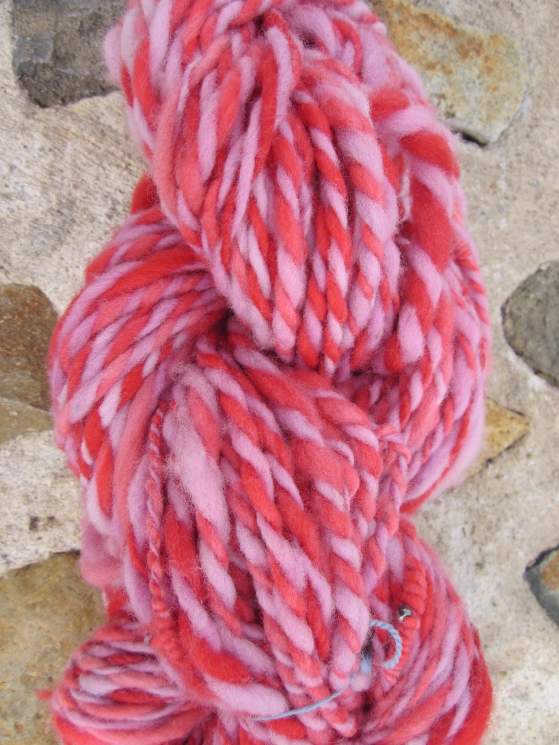 Pink  5 WPI Art yarn, Double ply, Handspun 100% Wool Yarn