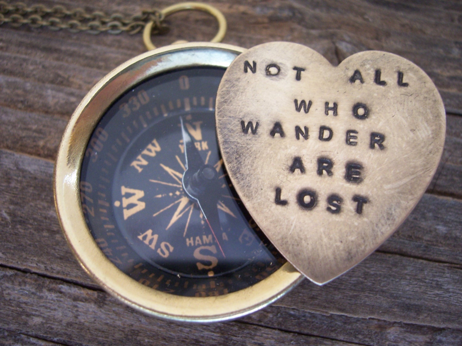 LOTR  Lord of the Rings  working compass - secret message - the Hobbit - hand stamped - you can personalize your own quote as well