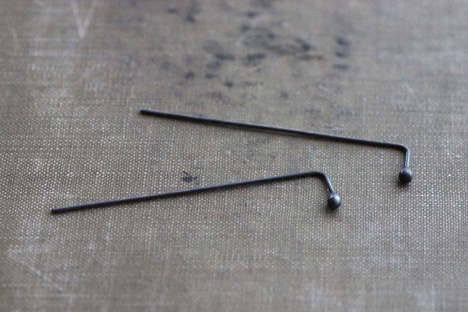 Long Oxidized Stud / Post Sterling Silver Earrings with Stem