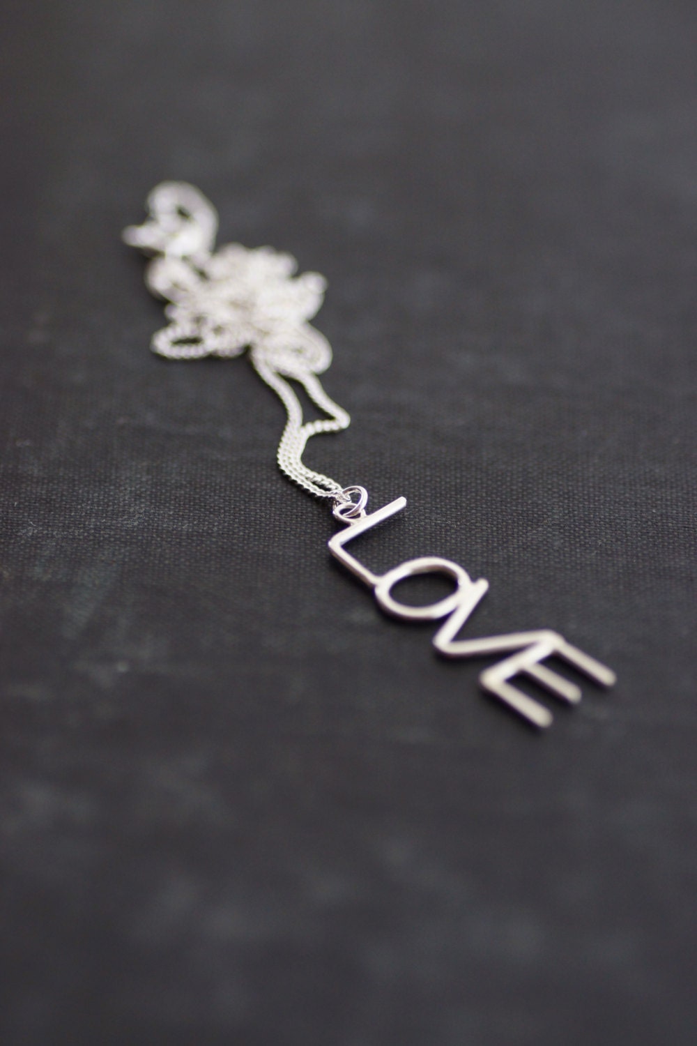 LOVE Necklace - Sterling Silver Chain and Pendant