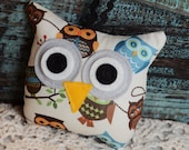Owl Baby Shower Decoration/ Ornament / Limited Rare Owl Pillow /Blue Brown Yellow Green /SmashCake / Mini Itty Bitty /jp pinkdaisy original