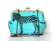 Blue Zebra  print ,shoulder bag,purse,hand bag,clutch