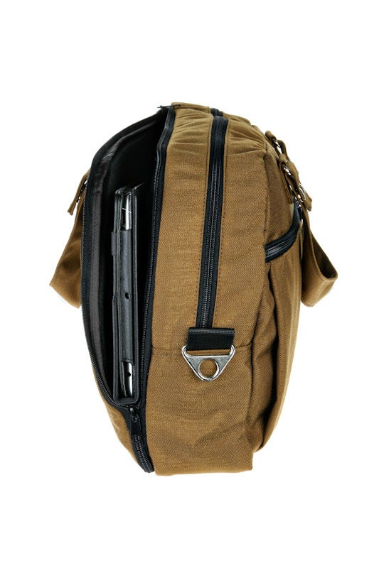 Dark Camel Padded Laptop Bag - Messenger Bag - Laptop  Backpack - Overnight Bag - Neo