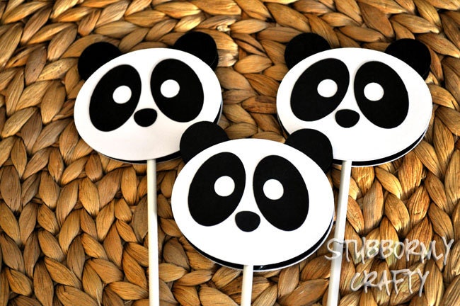 Panda Cupcake Toppers, Handmade by Lisa
