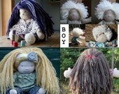 Waldorf doll tutorial easy complete Waldorf doll hair wig tutorial BOTH crochet and NON-crochet techniques both BOY and girl hair styles