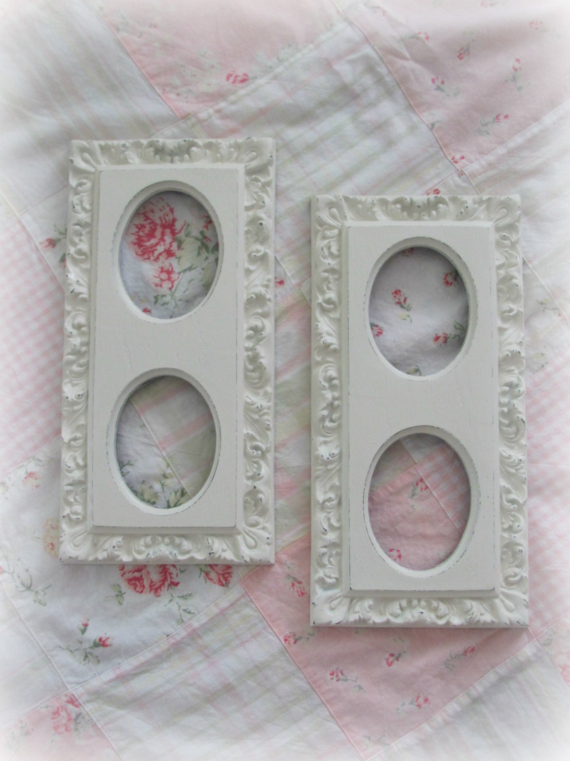 Vintage Shabby Chic Frames Cream Ornate Wall Frames With Oval Openings Wedding Nursery Baby Girl Frames