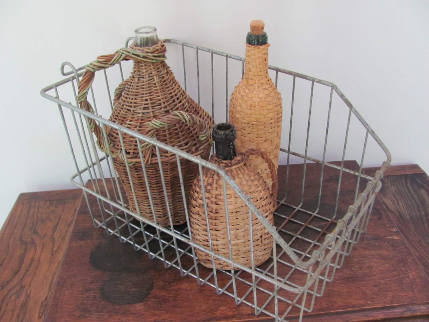 Vintage Wire Basket Large Industrial Wire Basket  Rustic Storage Bin